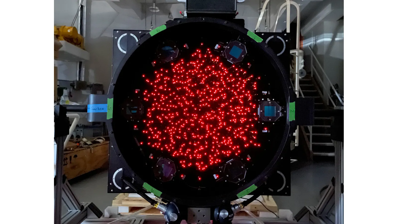 Du Pont telescope FPS unit with the fibers back-lit during pre-installation testing in August 2022