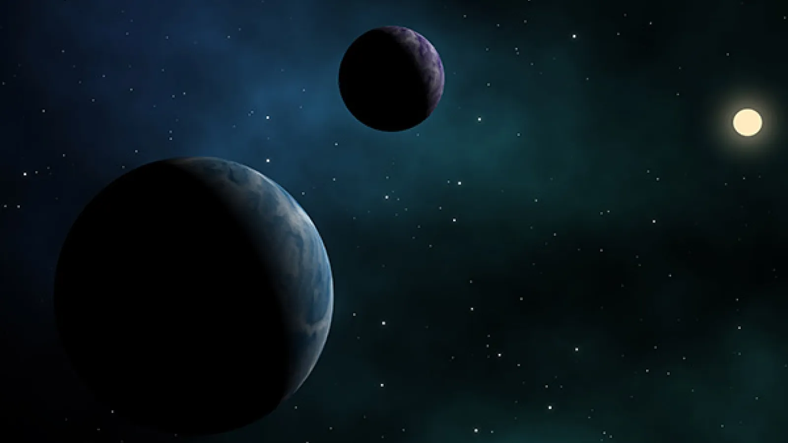Artists rendering of two planets orbiting a distant star