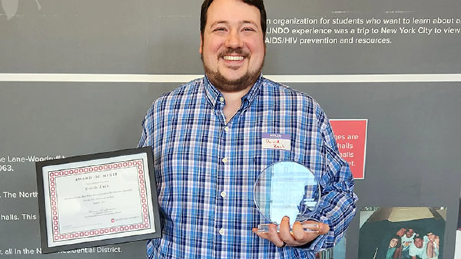 David Zach receiving the 2024 Mary Bailey Advising Award