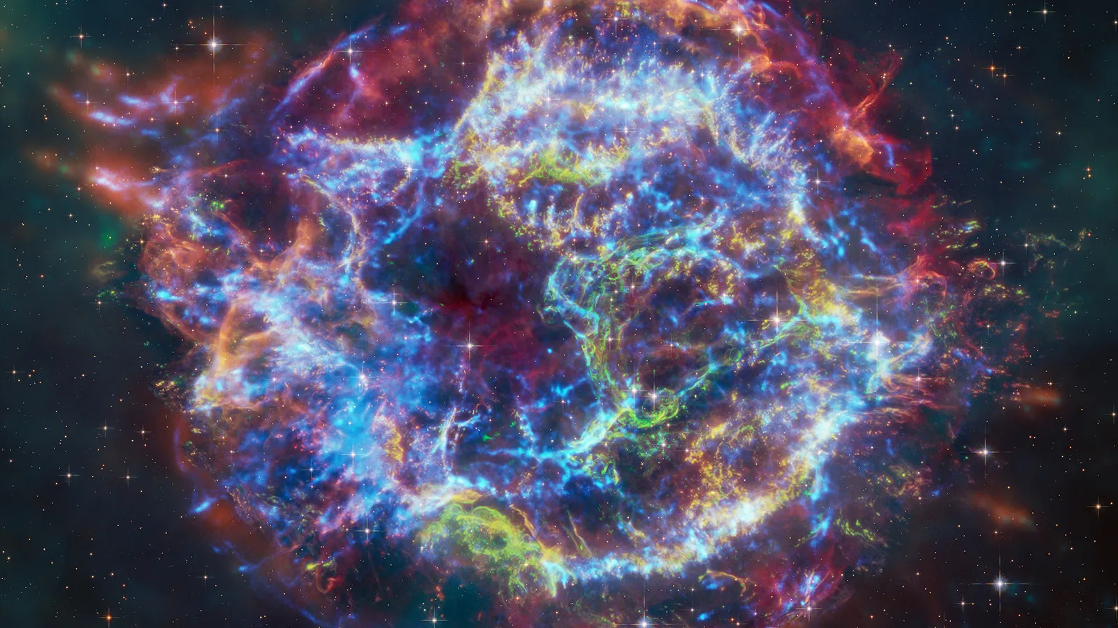 A multi-wavelength composite image of supernova remnant Cassiopeia A