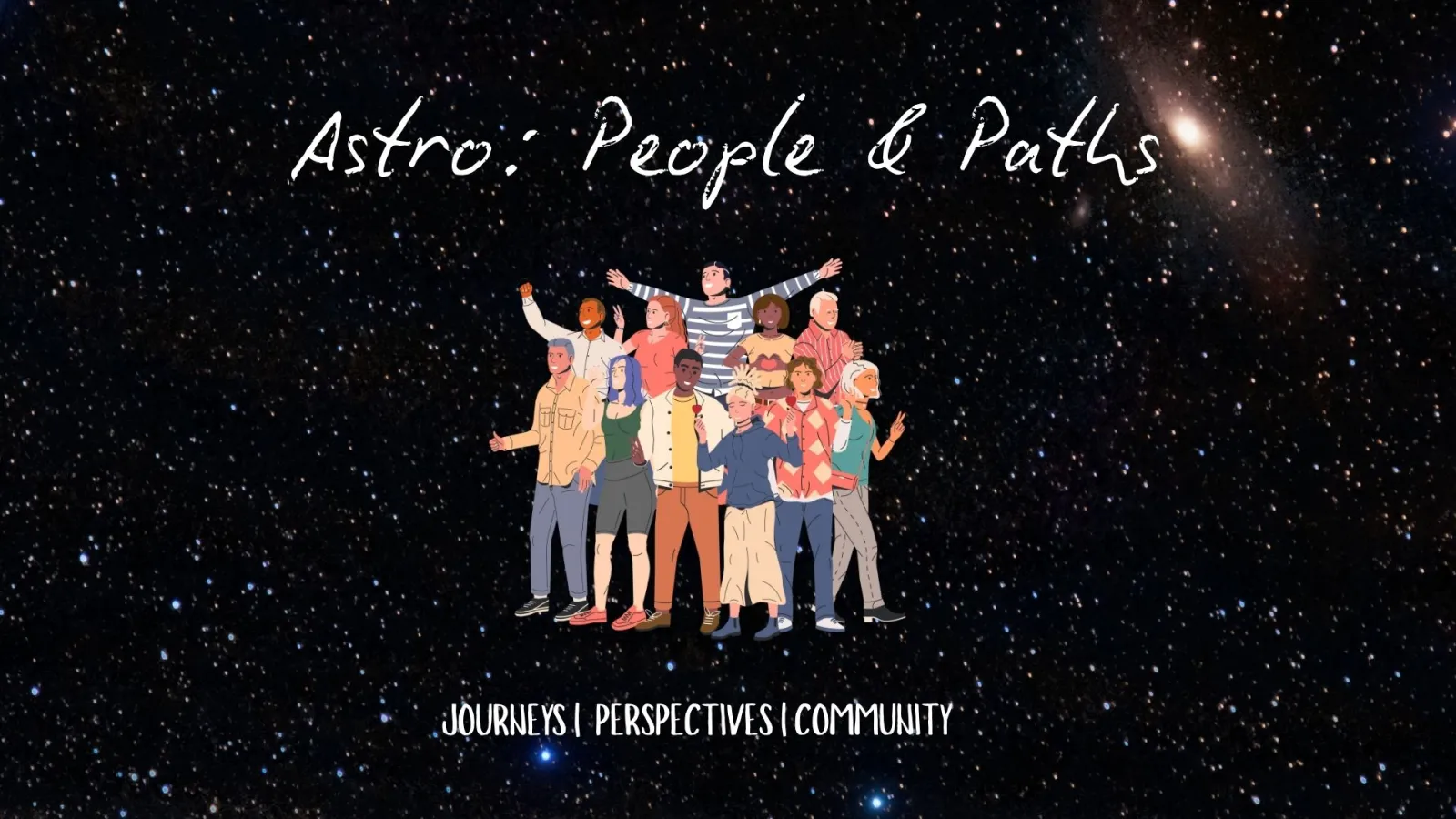 Astronomy People & Paths Logo showing people grouped together below the text title of the series