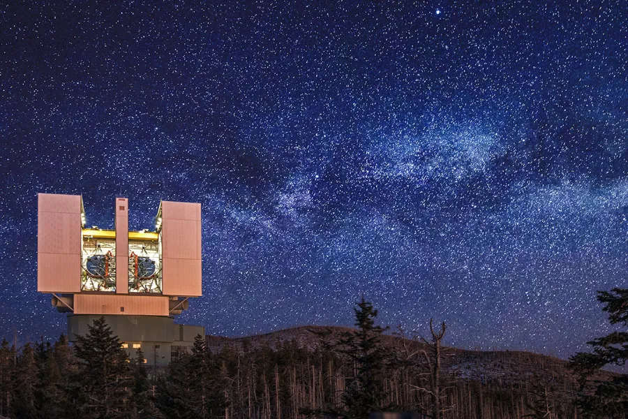 The Large Binocular Telescope with a background of stars